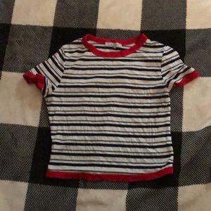 Blue red and white crop top